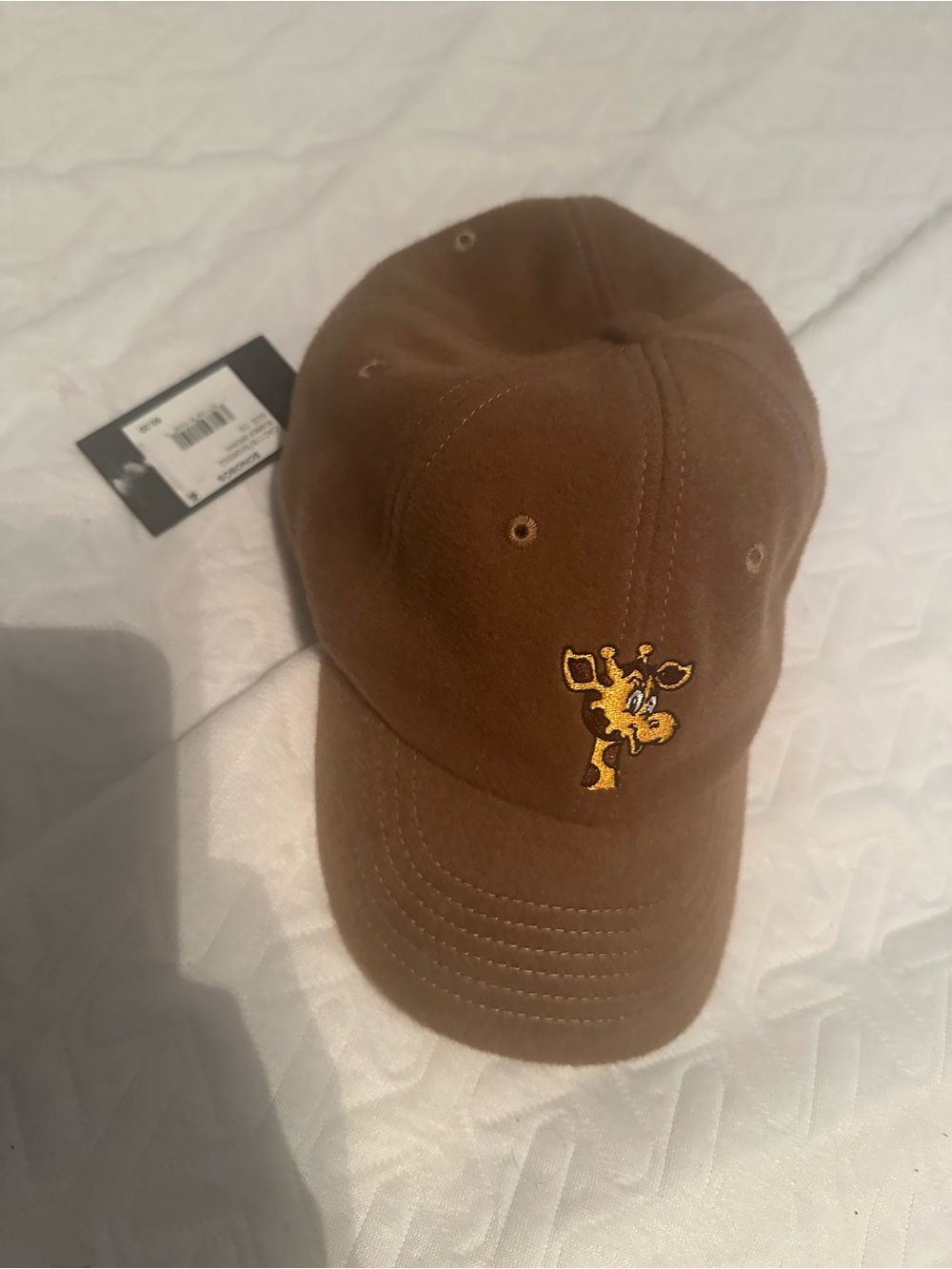 Brown Cap with Giraffe Embroidery
